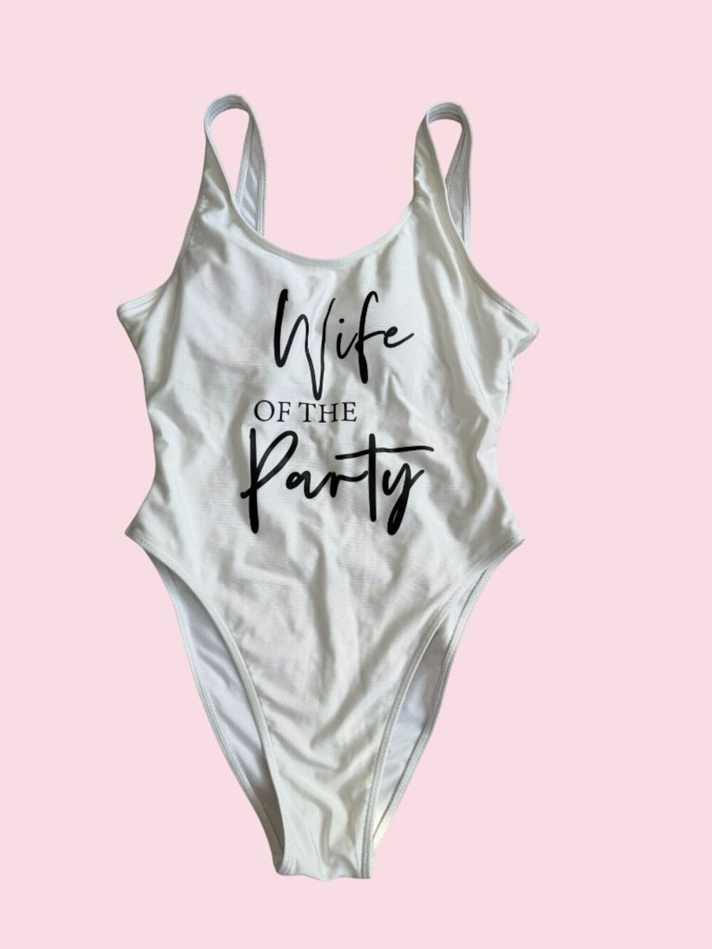 WIFE OF THE PARTY Bride White Bachelorette Party Bathing Suit Swimsuit Size M